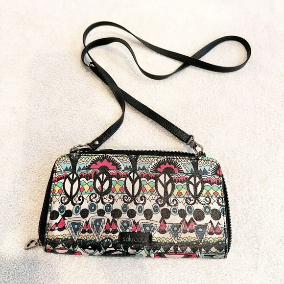 Sakroots Artist Womens Convertible Smartphone Crossbody Bag Wristlet Boho Wallet - Picture 3 of 15